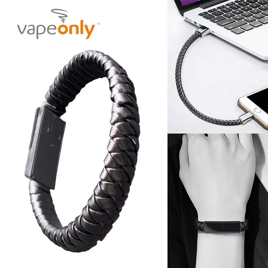 Vapeonly Wearable Braided USB Charging Bracelet Leather Phone Charging Cable Wire Phone Charger for iPhone Type C Android Phones