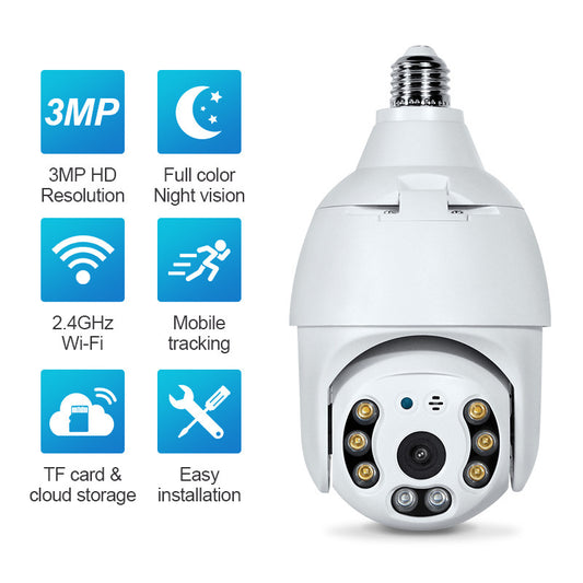 Tuya Smart Wide Voltage 110V-220V Wifi Ball Machine Indoor Lamp Head Surveillance Camera