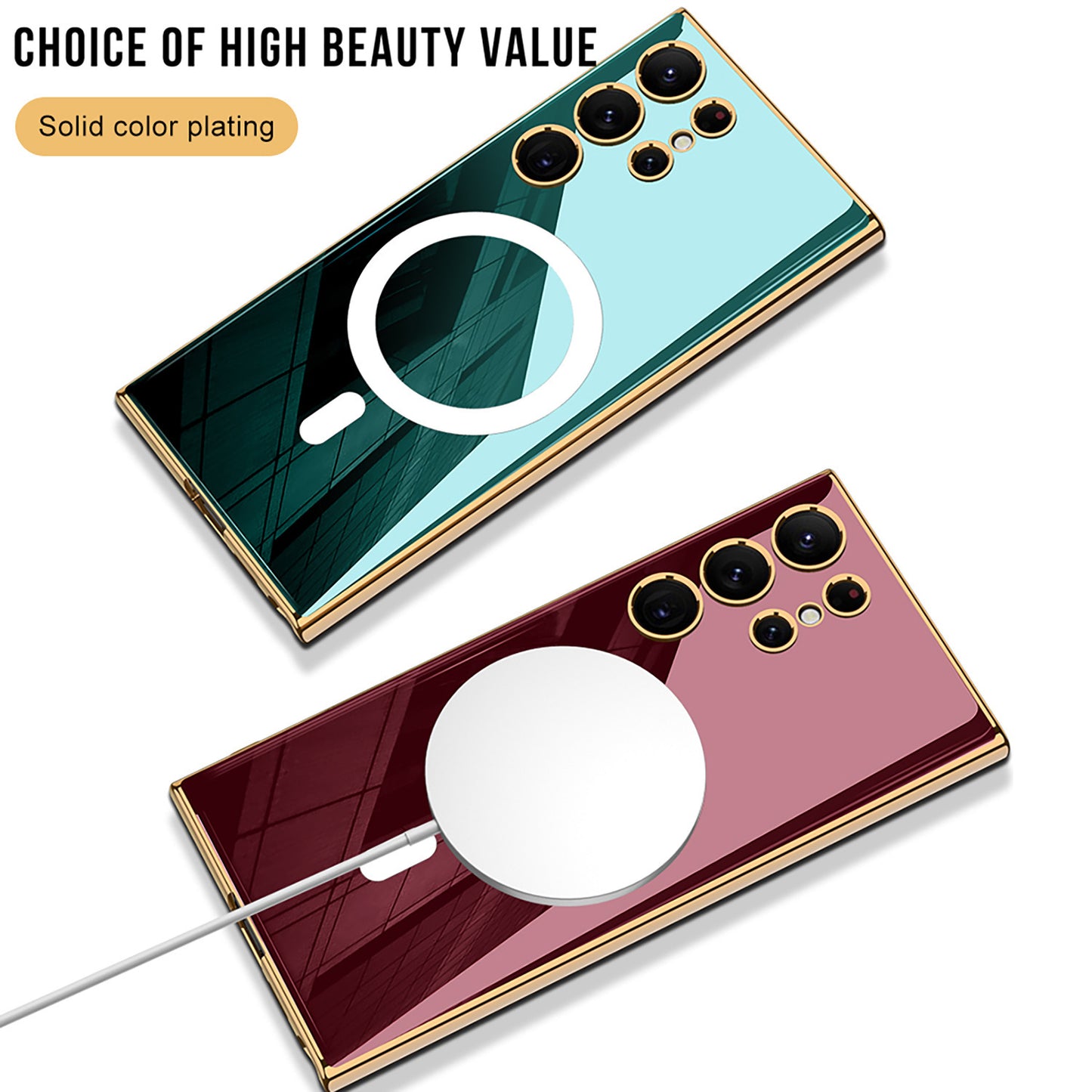 Wireless Charger Circle Magnetic Drop-resistant S24 Ultra-thin Plating Protective Cover Phone Case