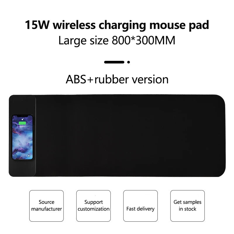 wireless fast charging computer gaming keyboard pad & rubber mouse pad