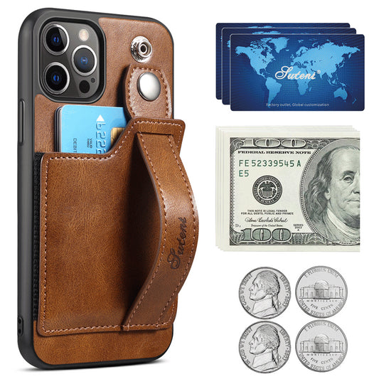 Leather protective Case for iPhone 14 pro Max-with credit card storage at the back