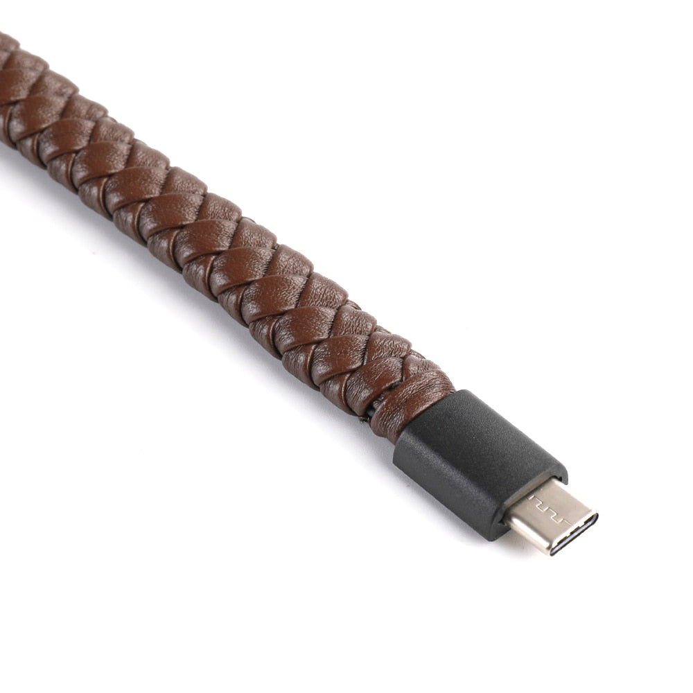 Vapeonly Wearable Braided USB Charging Bracelet Leather Phone Charging Cable Wire Phone Charger for iPhone Type C Android Phones