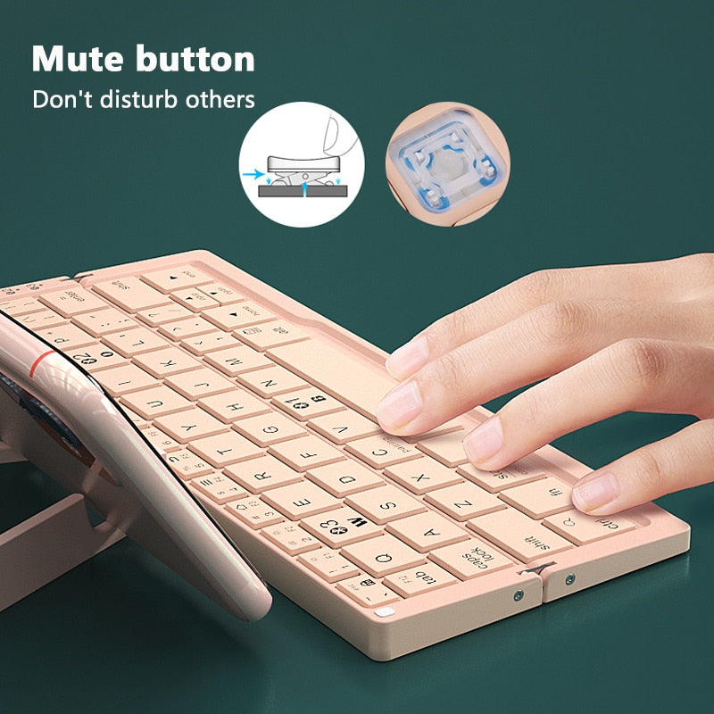 Mini Folding Wireless Bluetooth Keyboard - Compatible   with Windows Laptop, Android Tablet & ipad