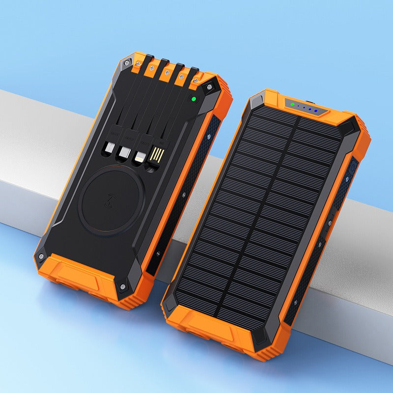 Wireless charging solar power bank 20000 mAh large capacity mobile phone outdoor power bank