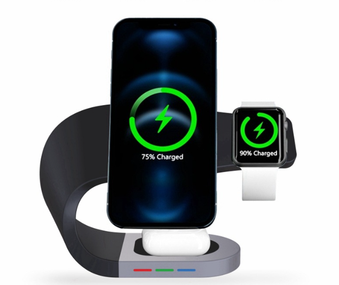 Mag Safe 3 in 1 wireless charger suitable for iwatches, mobile phones & Air Pod headphones